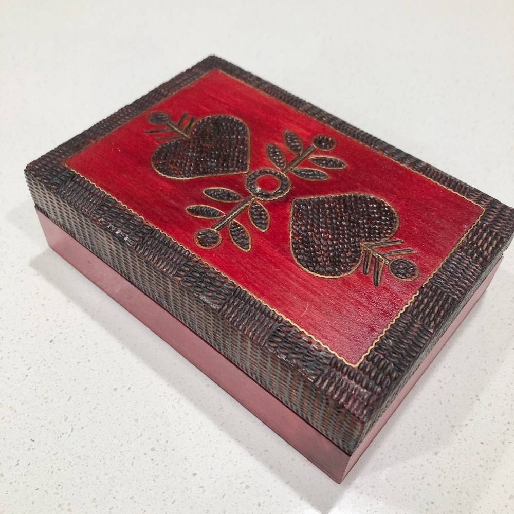 Two Hearts Hinged Lid Treasure Box